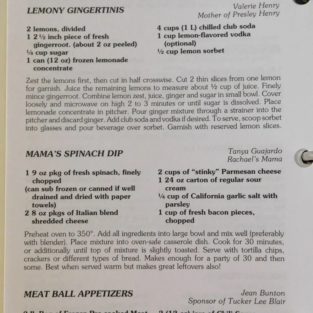 Cooking with the Class of 2012 Cookbook Huntington Texas High School Binder